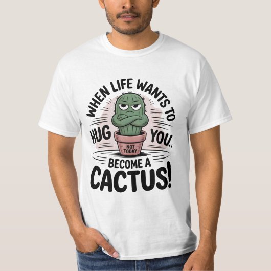 Grumpy Cactus - Grappig "Niet Vandaag" Quote Carto T-shirt (Voorkant)