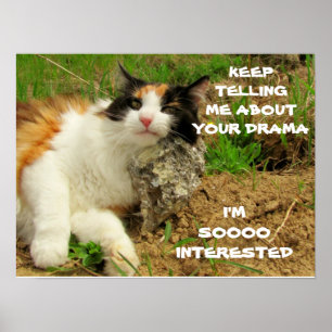 Grumpy Calico Cat Drama Sarcasm Poster