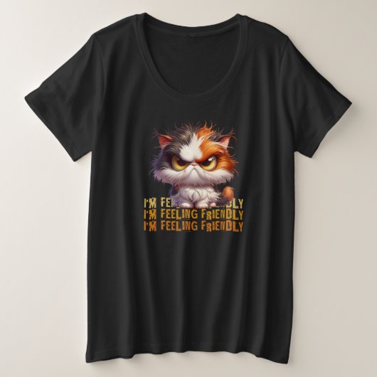 Grumpy Calico Cat en grappig citaat Grote Maat T-shirt (Design voorkant)