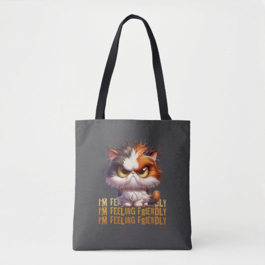 Grumpy Calico Cat en grappig citaat Tote Bag (Voorkant)
