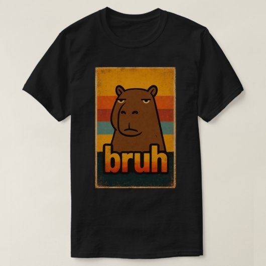 Grumpy Capybara “bruh” Meme – Funny Retro Animal  T-shirt (Design voorkant)