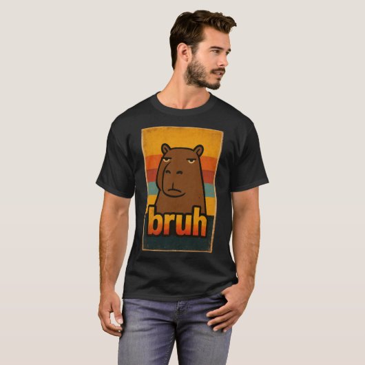 Grumpy Capybara “bruh” Meme – Funny Retro Animal  T-shirt (Voorkant volledig)