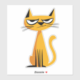 Grumpy Cartoon Cat Sticker