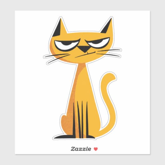 Grumpy Cartoon Cat Sticker (Vel)