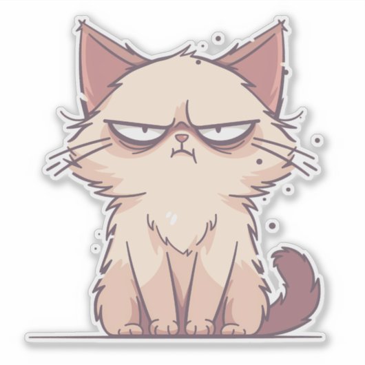 Grumpy Cat Anime Chibi Meme Sticker (Voorkant)