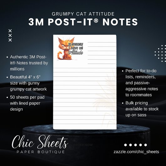 Grumpy Cat Attitude Gelinieerde 3M Post-it® Notiti Notes
