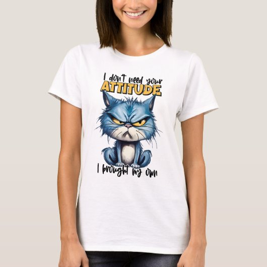 Grumpy Cat Attitute Grappig Dier Sarcastisch Gezeg T-shirt (Voorkant)
