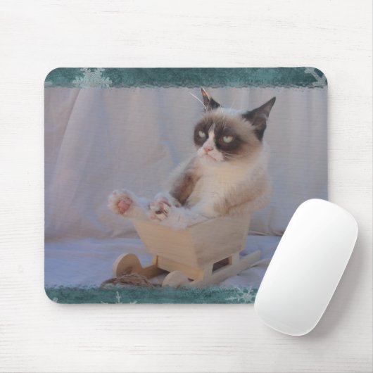 Grumpy Cat Blue Snowflake Mousepad Muismat (Met muis)