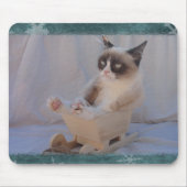 Grumpy Cat Blue Snowflake Mousepad Muismat (Voorkant)