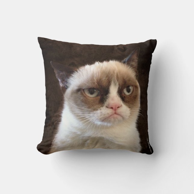 Grumpy Cat Brown Pillow Kussen (Voorkant)
