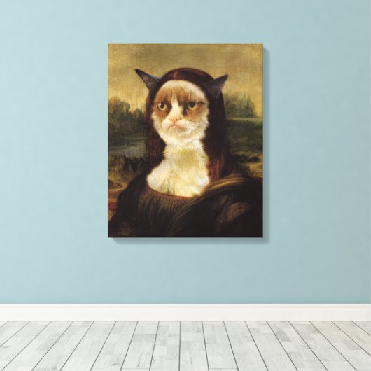 Grumpy Cat Canvas Afdruk (Insitu (Houten vloer))