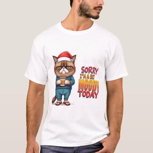 Grumpy Cat Christmas Mood T-shirt (Voorkant)