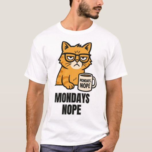 Grumpy Cat Coffee Club: Maandagen? Nee. T-shirt (Voorkant)
