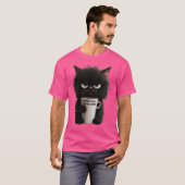 Grumpy Cat Coffee Mood T-Shirt Funny Black Fluffy (Voorkant volledig)