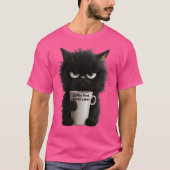 Grumpy Cat Coffee Mood T-Shirt Funny Black Fluffy (Voorkant)