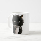 Grumpy Cat Coffee Mood T-Shirt Funny Black Fluffy Koffiemok (Voorkant links)