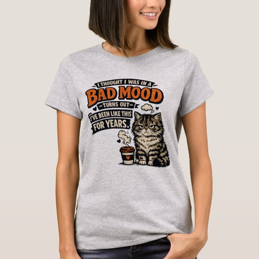 Grumpy Cat Coffee Stemming – Retro Grappige Citaat T-shirt (Voorkant)