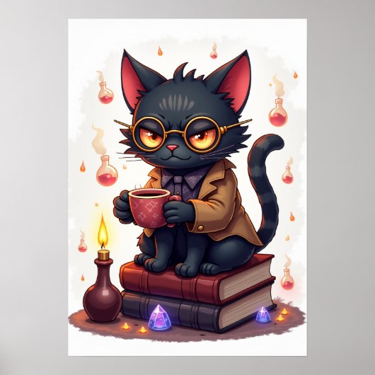 Grumpy Cat Dark Academia Reader Bookworm Gothic Li Poster (Voorkant)