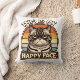 Grumpy Cat "Dit Is Mijn Gelukkige Gezicht" Grappig Kussen