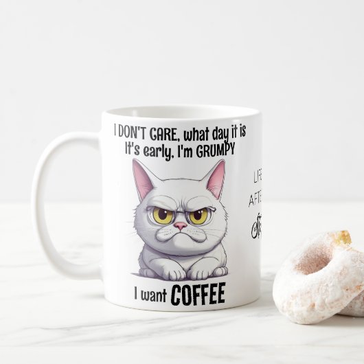 Grumpy Cat Drink koffiecitaat Koffiemok (Met donut)