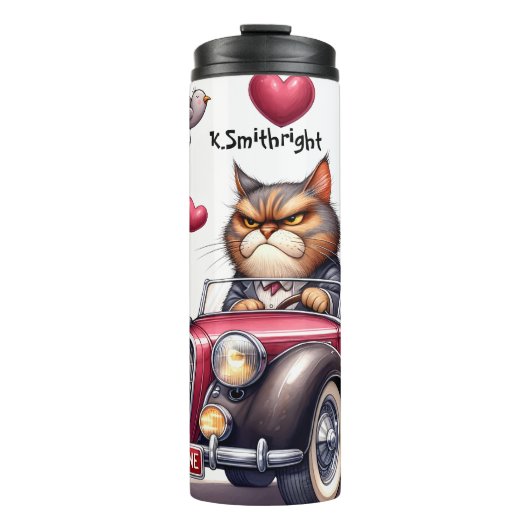 Grumpy Cat Driving Love Machine Thermosbeker (Voorkant)