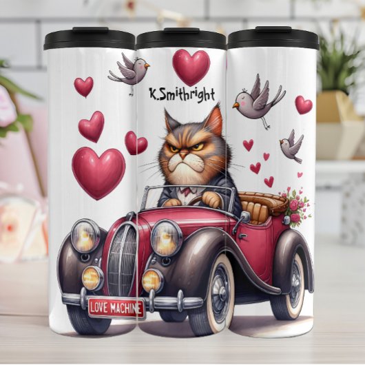 Grumpy Cat Driving Love Machine Thermosbeker