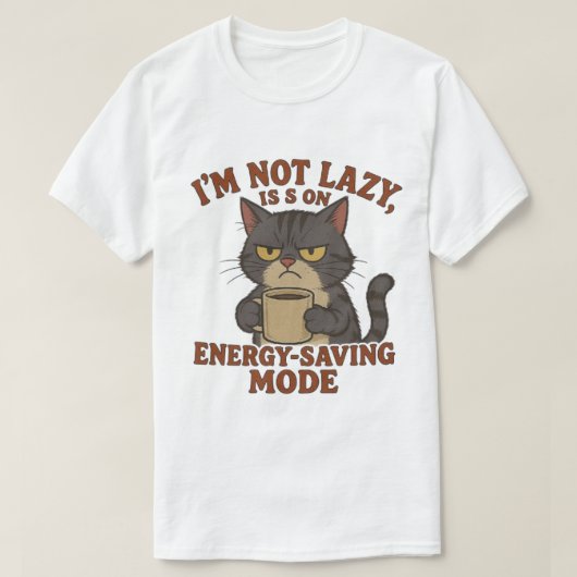 Grumpy Cat “Energy-Saving Mode” Funny Quote Design T-shirt (Design voorkant)