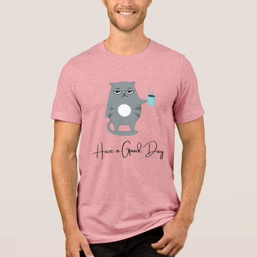Grumpy Cat Fijne Dag Koffie T-shirt (Voorkant)