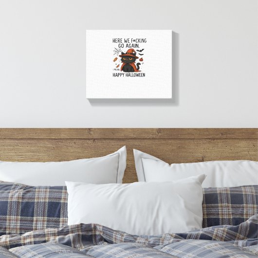 Grumpy Cat Halloween Classic T-shirt Canvas Afdruk (Insitu (Slaapkamer))
