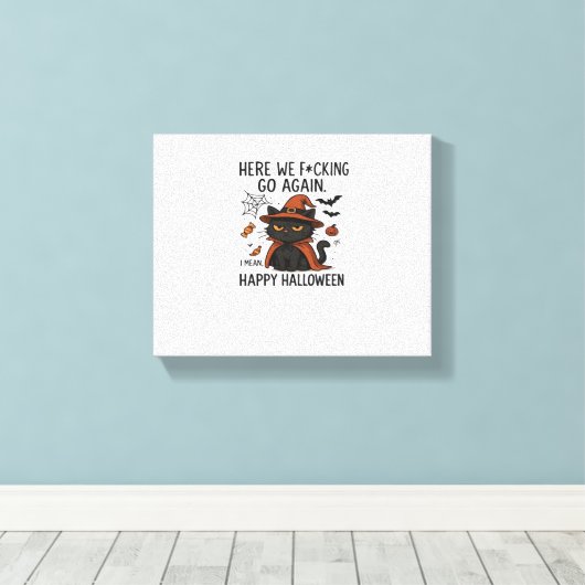 Grumpy Cat Halloween Classic T-shirt Canvas Afdruk (Insitu (Houten vloer))