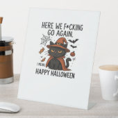 Grumpy Cat Halloween Classic T-shirt Reclamebord Met Voetstuk (Insitu)