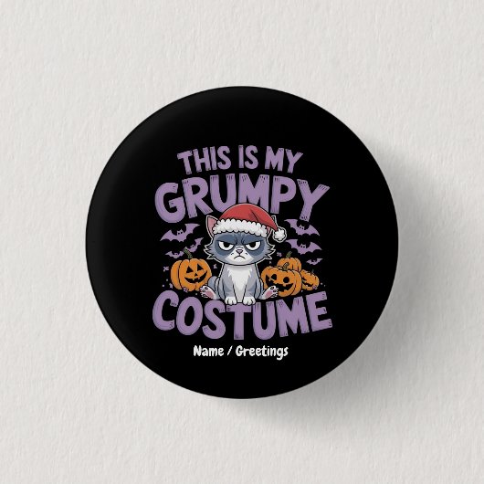 Grumpy Cat Halloween Kostuum Grappige Vakantie Die Ronde Button 3,2 Cm (Voorkant)