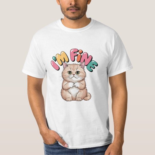 Grumpy Cat "I'm Fine" Funny Cartoon Shirt (Voorkant)