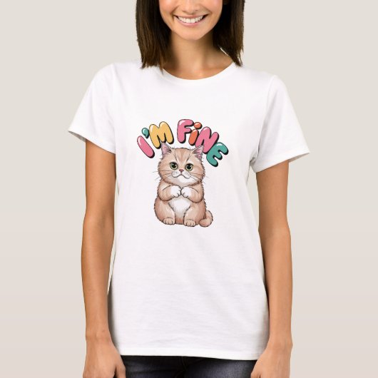 Grumpy Cat "I'm Fine" Funny Cartoon Shirt (Voorkant)