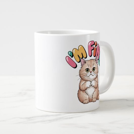 Grumpy Cat "I'm Fine" Funny Cartoon Shirt Grote Koffiekop (Voorkant rechts)