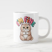 Grumpy Cat "I'm Fine" Funny Cartoon Shirt Grote Koffiekop (Rechts)