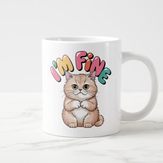 Grumpy Cat "I'm Fine" Funny Cartoon Shirt Grote Koffiekop (Rechts)