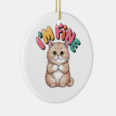 Grumpy Cat "I'm Fine" Funny Cartoon Shirt Keramisch Ornament (Rechts)