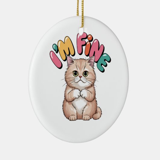 Grumpy Cat "I'm Fine" Funny Cartoon Shirt Keramisch Ornament (Rechts)