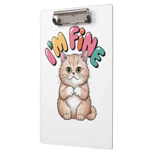 Grumpy Cat "I'm Fine" Funny Cartoon Shirt Klembord (Links)