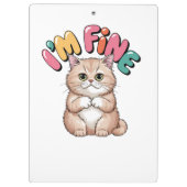 Grumpy Cat "I'm Fine" Funny Cartoon Shirt Klembord (Achterkant)