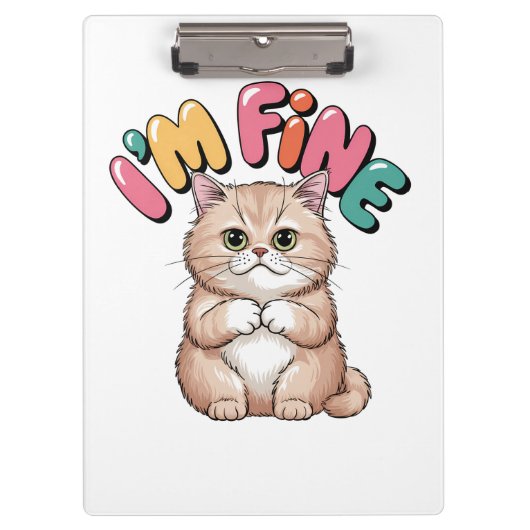 Grumpy Cat "I'm Fine" Funny Cartoon Shirt Klembord (Voorkant)