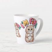 Grumpy Cat "I'm Fine" Funny Cartoon Shirt Latte Mok (Rechterhoek)