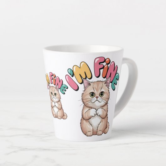 Grumpy Cat "I'm Fine" Funny Cartoon Shirt Latte Mok (Rechterhoek)