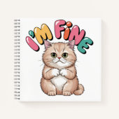 Grumpy Cat "I'm Fine" Funny Cartoon Shirt Notitieboek (Voorkant)