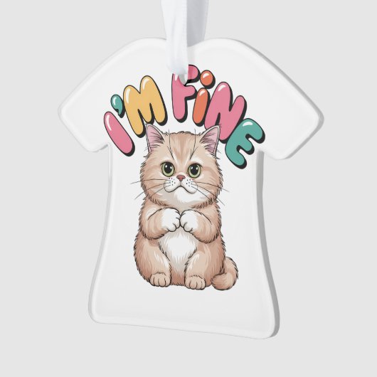 Grumpy Cat "I'm Fine" Funny Cartoon Shirt Ornament (voorkant)