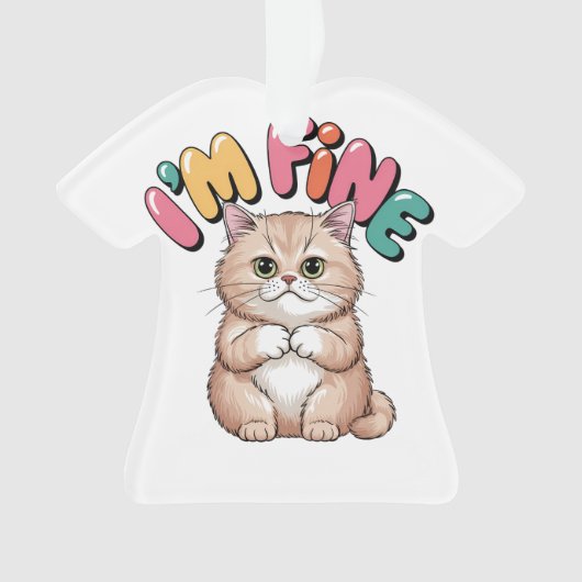 Grumpy Cat "I'm Fine" Funny Cartoon Shirt Ornament (voorkant)