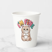 Grumpy Cat "I'm Fine" Funny Cartoon Shirt Papieren Bekers (Achterkant)