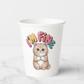 Grumpy Cat "I'm Fine" Funny Cartoon Shirt Papieren Bekers (Voorkant)