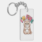 Grumpy Cat "I'm Fine" Funny Cartoon Shirt Sleutelhanger (Voorkant Links)